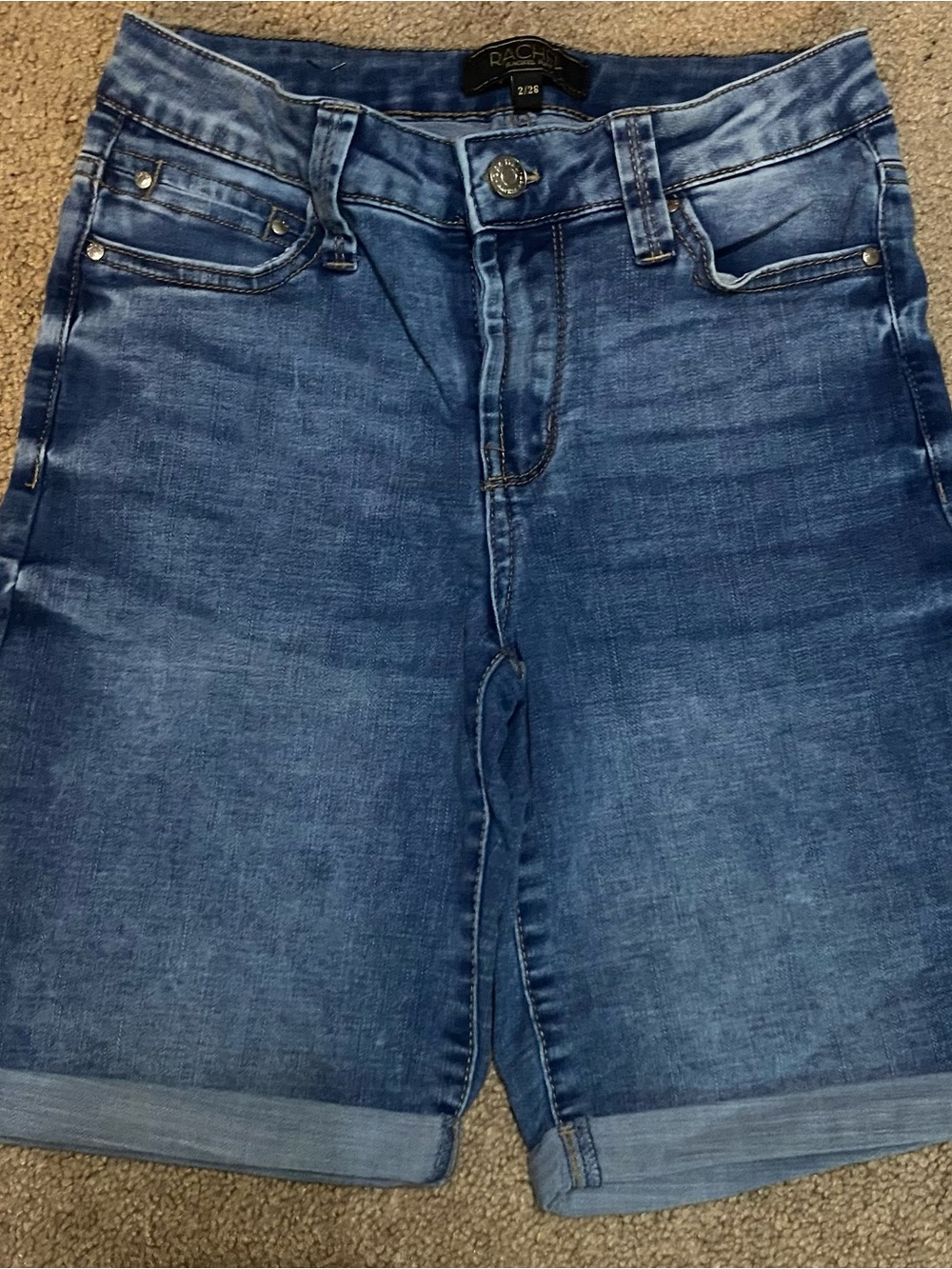 RACHEL Rachel Roy Blue Midwash Denim Bermuda Shorts